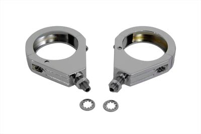 V-Twin Chrome Grooved Clamp Set for 49mm Forks - Turn Signal Mounting Kit Part 76673S4 by V-Twin