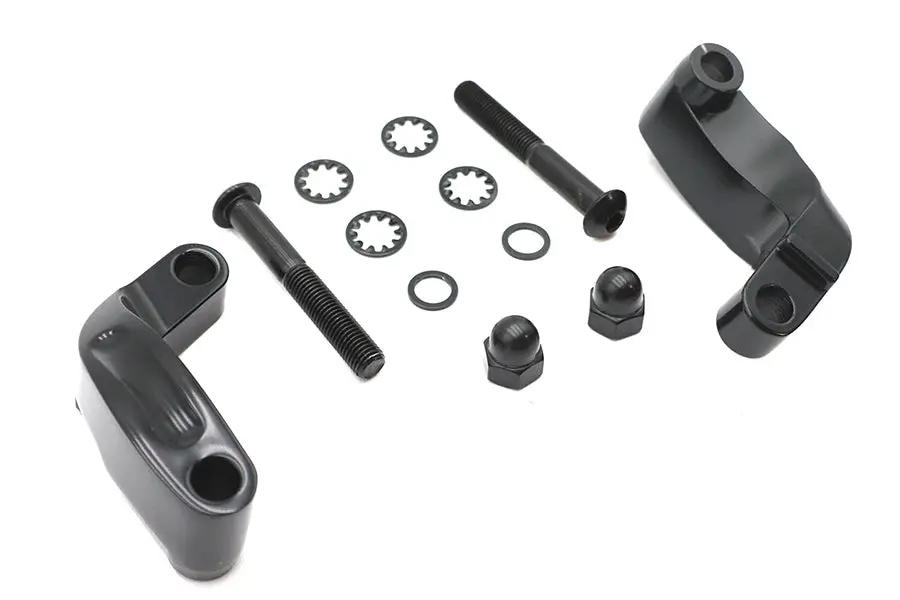 V-Twin Black Smooth Mirror Relocation Kit for Harley Davidson FXD (Part #77567B) by V-Twin