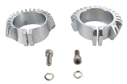 V-Twin Replica Chrome Finned Exhaust Clamp Set for Harley Davidson FL and EL Models by V-Twin