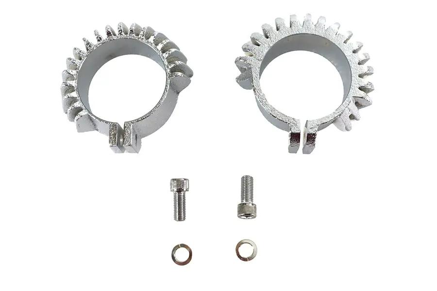 V-Twin Replica Chrome Finned Exhaust Clamp Set for Harley Davidson FL and EL Models by V-Twin