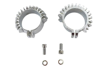 V-Twin Replica Chrome Finned Exhaust Clamp Set for Harley Davidson FL and EL Models by V-Twin