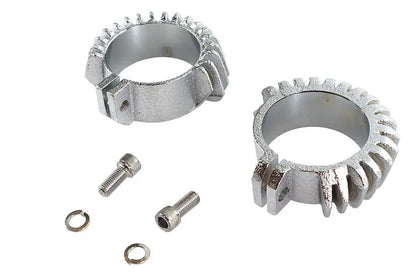 V-Twin Replica Chrome Finned Exhaust Clamp Set for Harley Davidson FL and EL Models by V-Twin