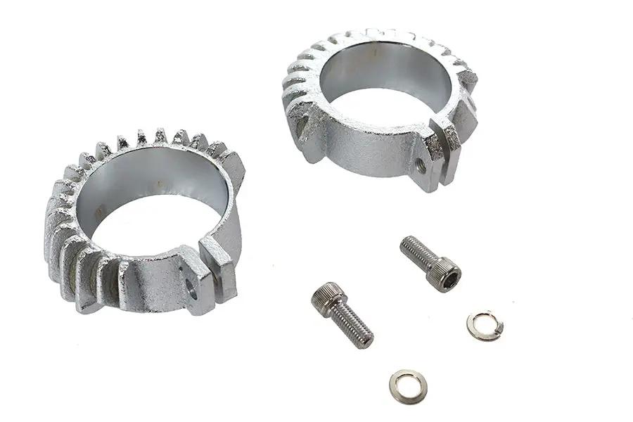 V-Twin Replica Chrome Finned Exhaust Clamp Set for Harley Davidson FL and EL Models by V-Twin