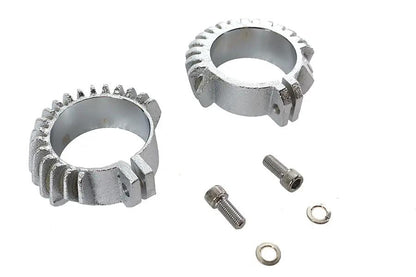 V-Twin Replica Chrome Finned Exhaust Clamp Set for Harley Davidson FL and EL Models by V-Twin
