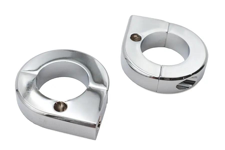V-Twin Chrome Universal Mount Clamp Set 1-1/8 Inch for Motorcycles and Vehicles by V-Twin