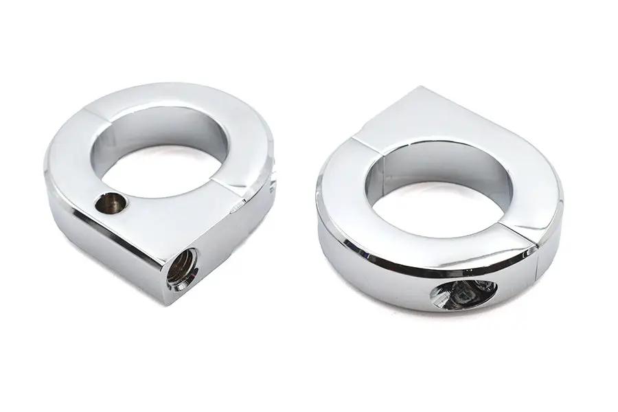 V-Twin Chrome 1-1/4 Inch Universal Mount Clamp Set with 5/16-18 UNC Threaded Holes by V-Twin