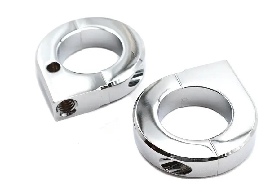 V-Twin Chrome 1-1/4 Inch Universal Mount Clamp Set with 5/16-18 UNC Threaded Holes by V-Twin