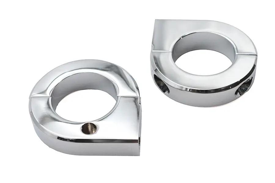 V-Twin Chrome 1-1/4 Inch Universal Mount Clamp Set with 5/16-18 UNC Threaded Holes by V-Twin