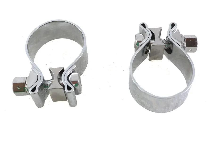 V-Twin Chrome 1-7/8 inch Muffler End Clamp Set by V-Twin