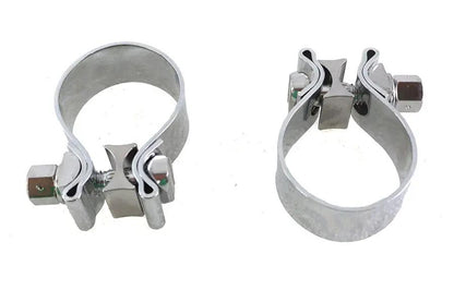 V-Twin Chrome 1-7/8 inch Muffler End Clamp Set by V-Twin