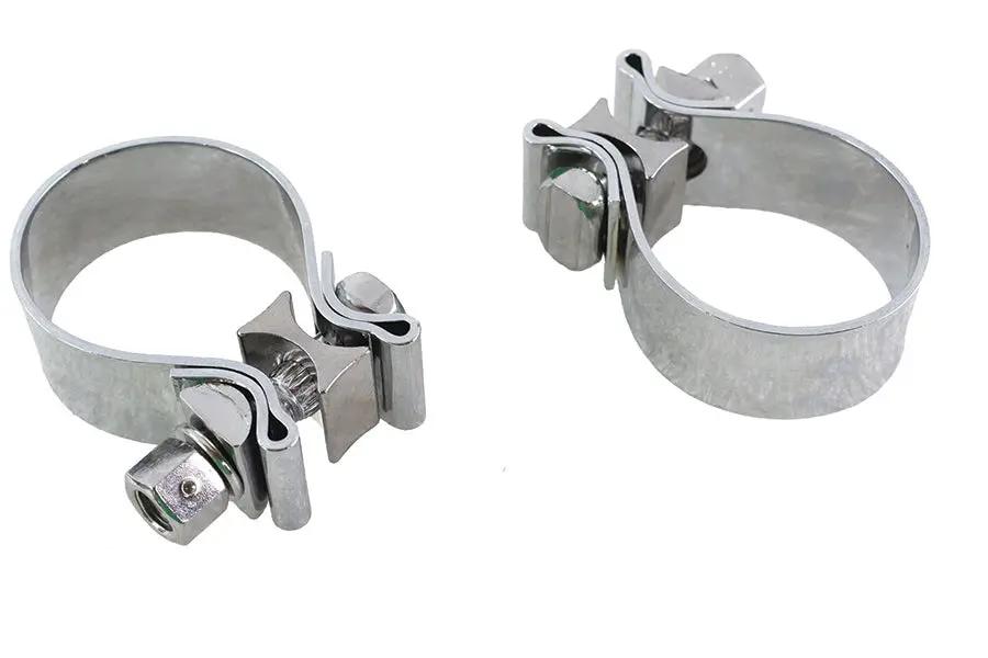 V-Twin Chrome 1-7/8 inch Muffler End Clamp Set by V-Twin