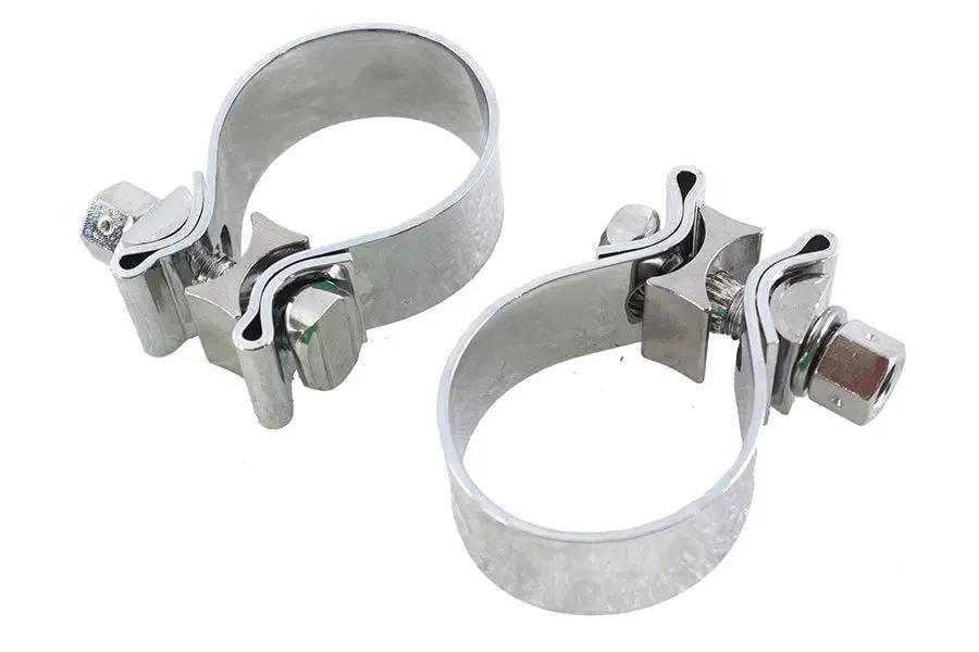 V-Twin Chrome 1-7/8 inch Muffler End Clamp Set by V-Twin