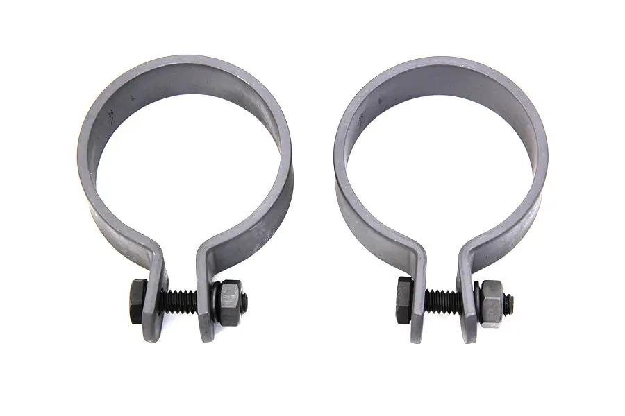 V-Twin Parkerized 1-7/8 Inch Muffler End Clamp Set for Secure Exhaust Fitting by V-Twin