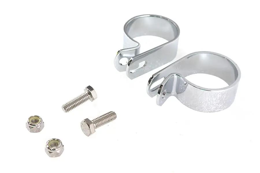 V-Twin Chrome 1-7/8 inch Exhaust Clamp Set (Part #72872DA) by V-Twin