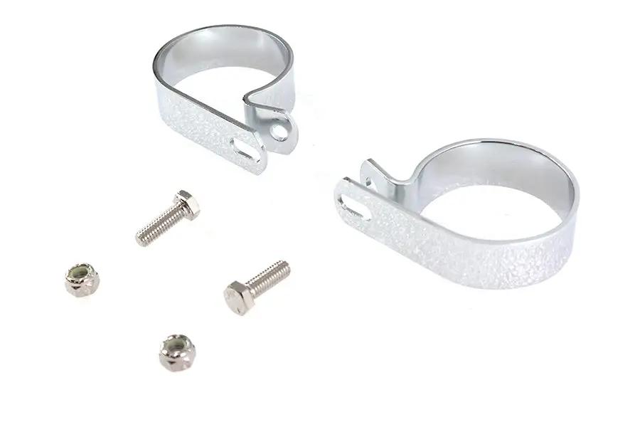 V-Twin Chrome 2-1/2 Inch Exhaust Clamp Set - Part 72870DA by V-Twin