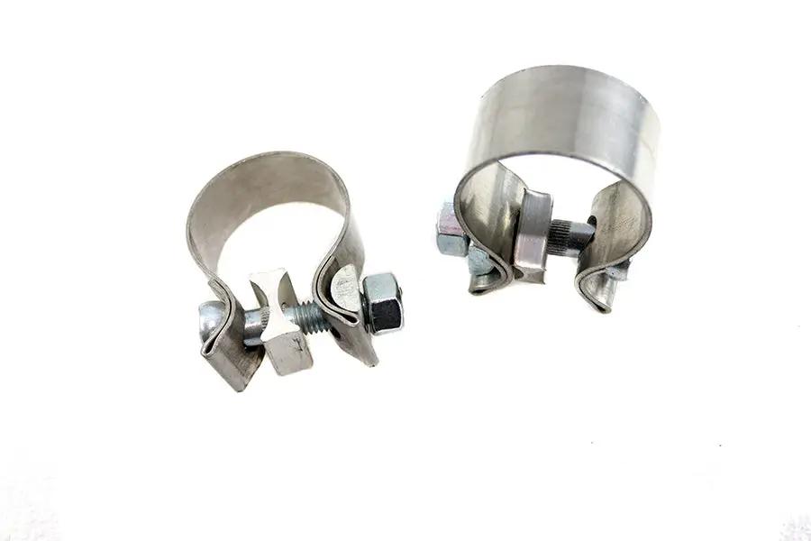 V-Twin 1-7/8 Inch Muffler End Clamp Set Stainless Steel - Set of Two by V-Twin