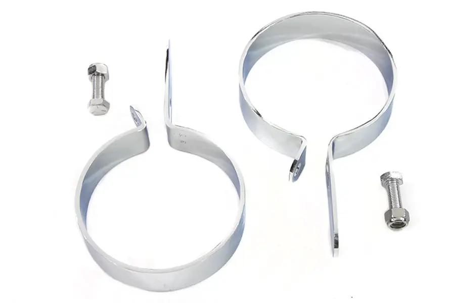 V-Twin Chrome 3-1/2 Inch Muffler Body and End Hanger Clamp Set - Part 74020C by V-Twin