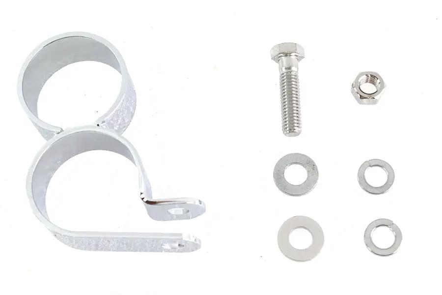 V-Twin 1-3/4 inch Chrome Dual Exhaust Clamp - Secure Parallel Drag or Straight Extension Pipes by V-Twin
