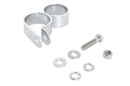 V-Twin 1-3/4 inch Chrome Dual Exhaust Clamp - Secure Parallel Drag or Straight Extension Pipes by V-Twin