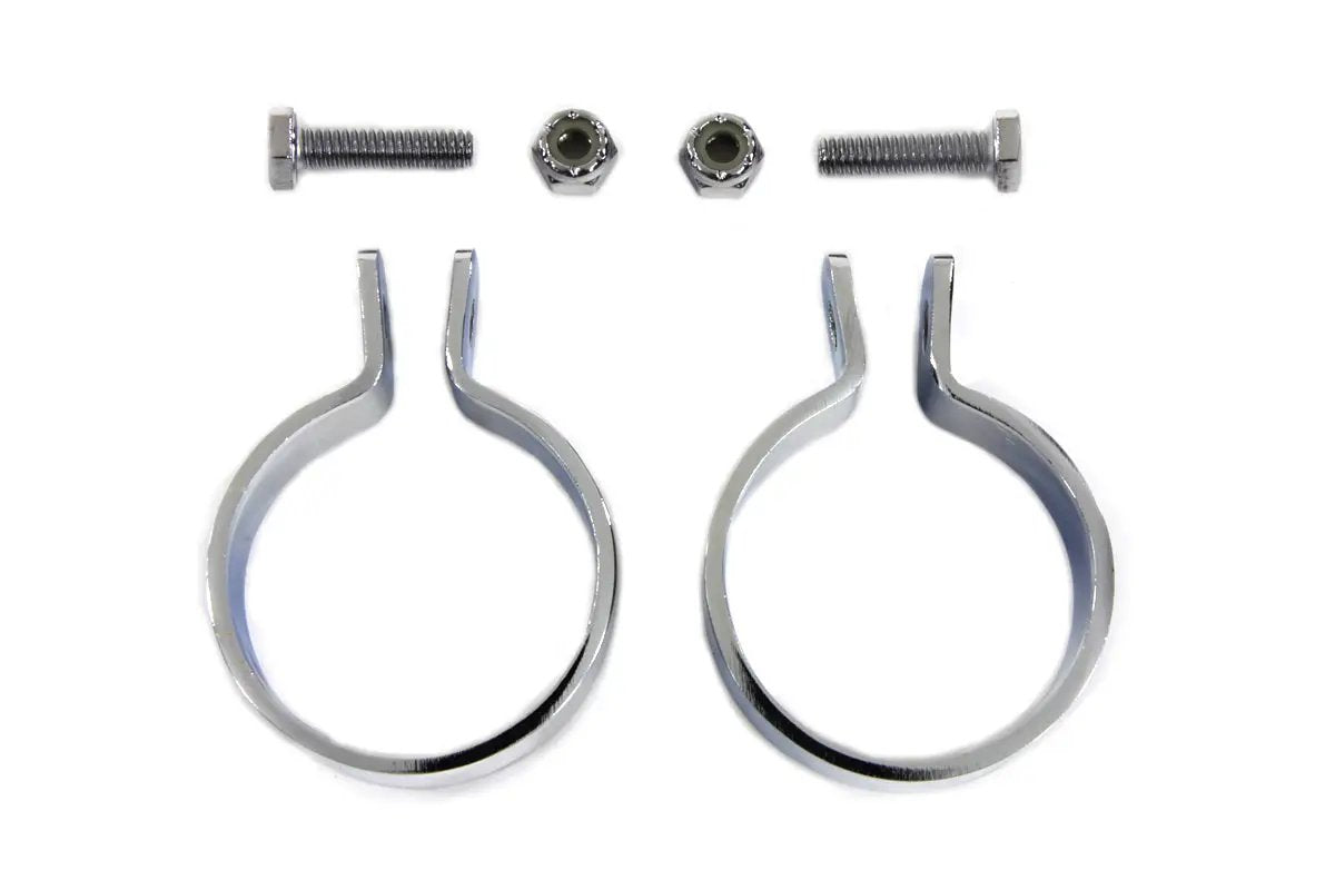 V-Twin Chrome 1-7/8 inch Muffler End Clamp Set (Part Number 70318A) by V-Twin