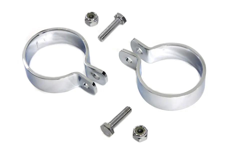 V-Twin Chrome 1-7/8 inch Muffler End Clamp Set (Part Number 70318A) by V-Twin