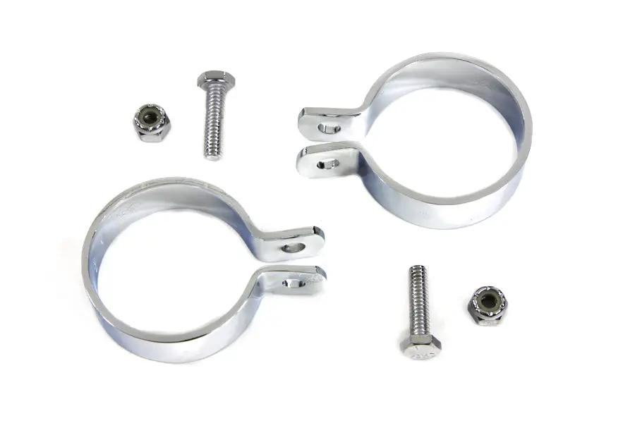 V-Twin Chrome 1-7/8 inch Muffler End Clamp Set (Part Number 70318A) by V-Twin