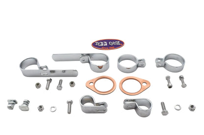 V-Twin Shovelhead Header Set Mount Kit Chrome for Harley Davidson (Fits 1968-1984 Models) by V-Twin