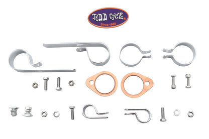 V-Twin Shovelhead Header Set Mount Kit Chrome for Harley Davidson (Fits 1968-1984 Models) by V-Twin