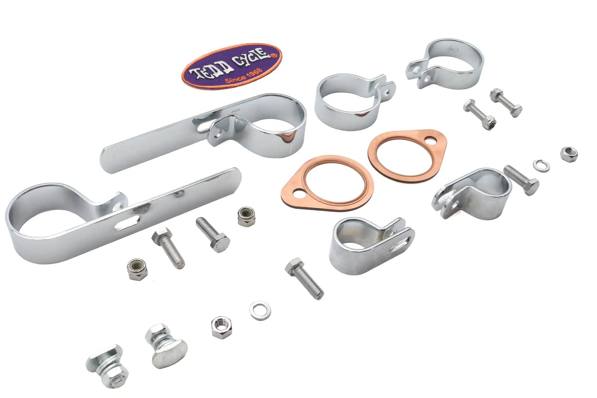 V-Twin Shovelhead Header Set Mount Kit Chrome for Harley Davidson (Fits 1968-1984 Models) by V-Twin