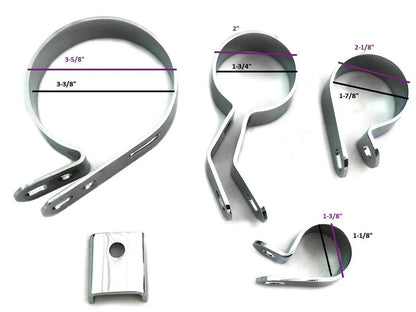 V-Twin Chrome Exhaust Clamp Kit for Harley Davidson FL Models (1941-1947) by V-Twin