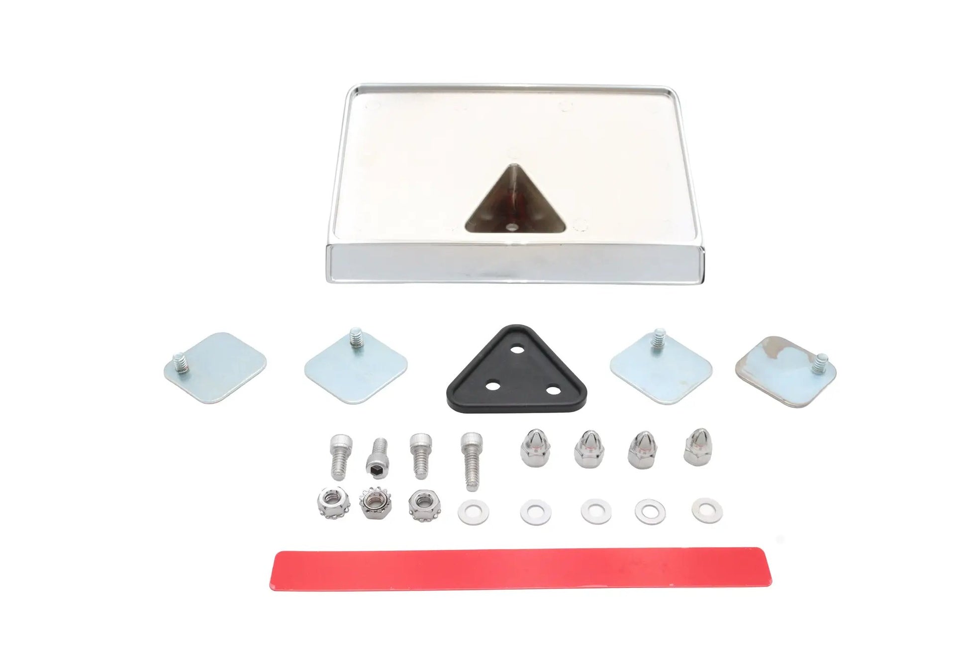 V-Twin Laydown License Plate Frame Mounting Kit with Chrome Finish and Rubber Mount Pad by V-Twin