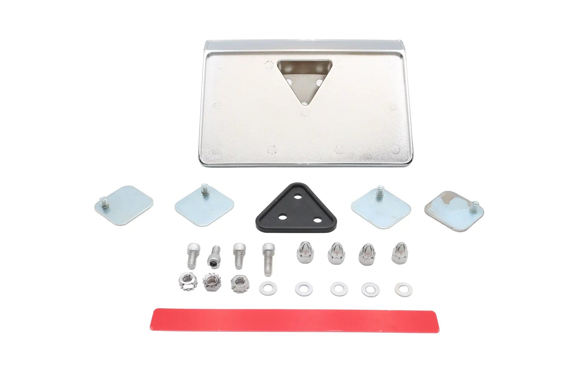V-Twin Laydown License Plate Frame Mounting Kit with Chrome Finish and Rubber Mount Pad by V-Twin