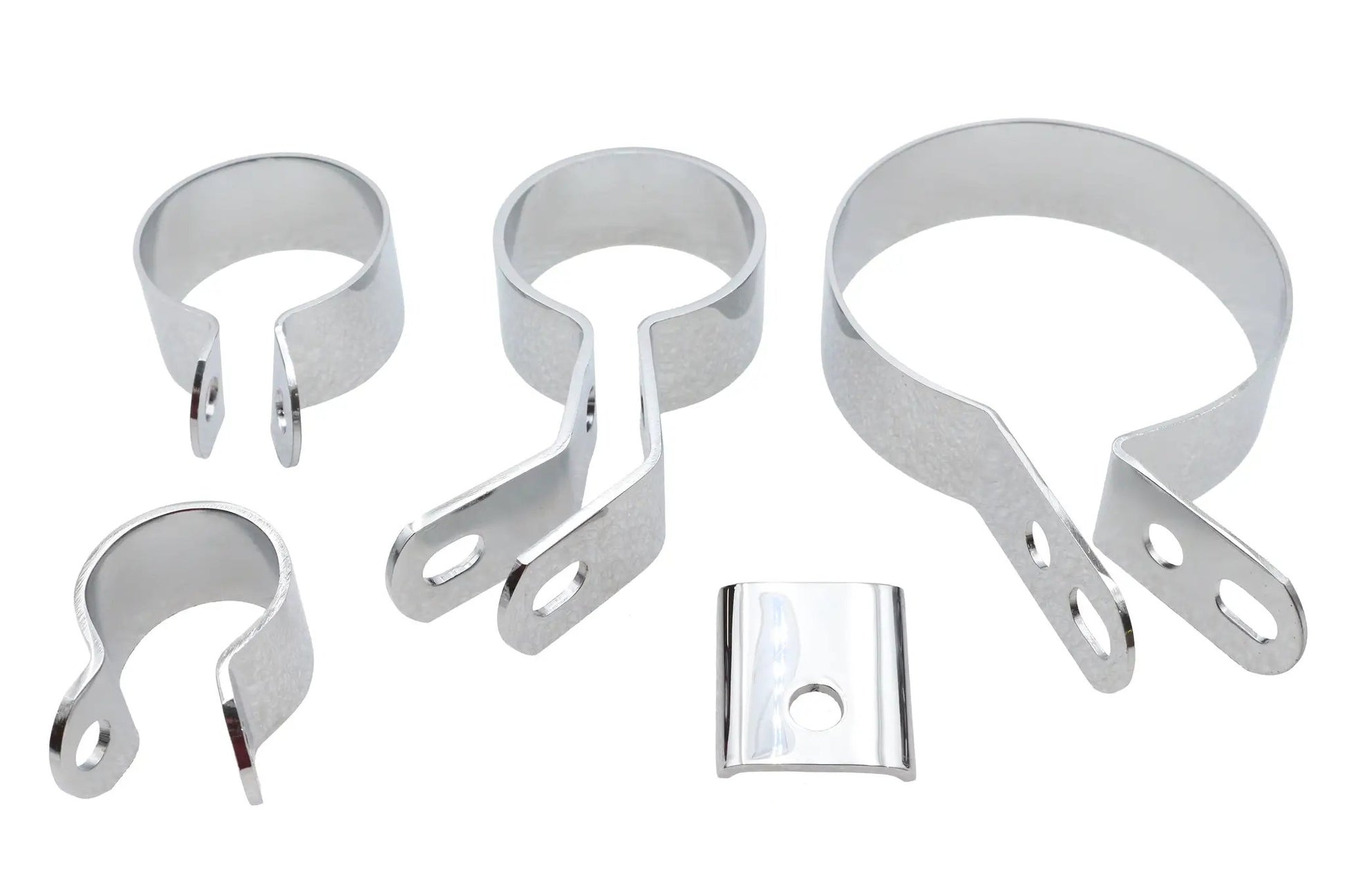 V-Twin Chrome Exhaust Five Piece Pipe Clamp Set - Part Number 64216 by V-Twin