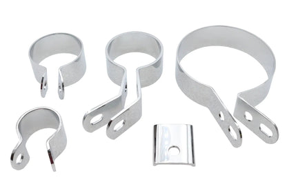 V-Twin Chrome Exhaust Five Piece Pipe Clamp Set - Part Number 64216 by V-Twin