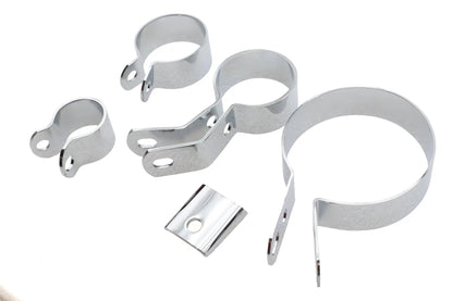 V-Twin Chrome Exhaust Five Piece Pipe Clamp Set - Part Number 64216 by V-Twin