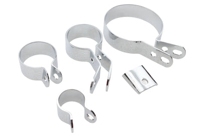 V-Twin Chrome Exhaust Five Piece Pipe Clamp Set - Part Number 64216 by V-Twin