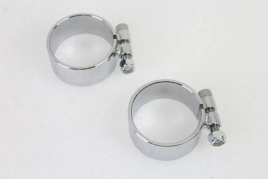 V-Twin Chrome 2-1/8 Inch Wide Muffler Body and End Clamp Set - Set of 2 by V-Twin