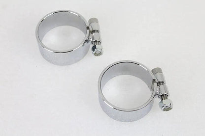 V-Twin Chrome 2-1/8 Inch Wide Muffler Body and End Clamp Set - Set of 2 by V-Twin