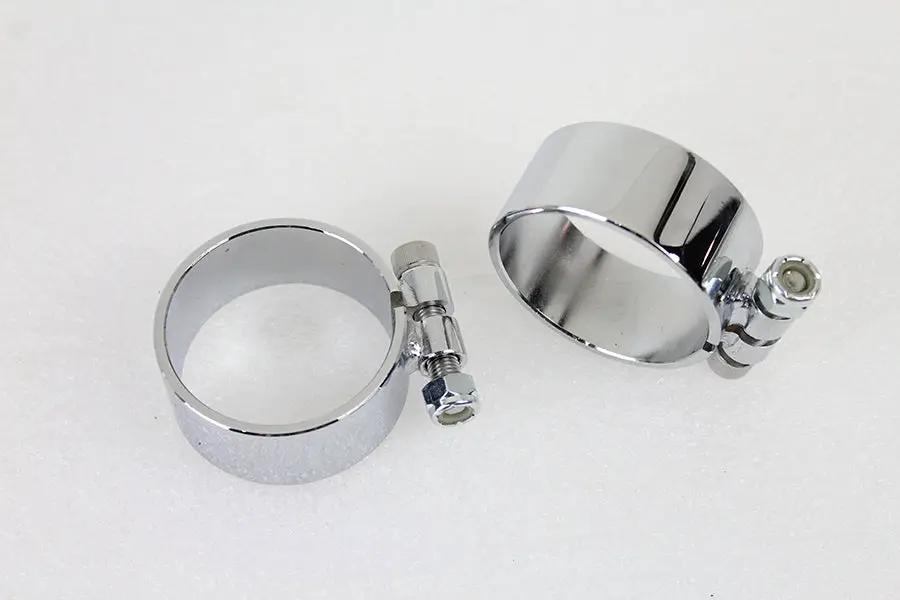 V-Twin Chrome 2-1/8 Inch Wide Muffler Body and End Clamp Set - Set of 2 by V-Twin