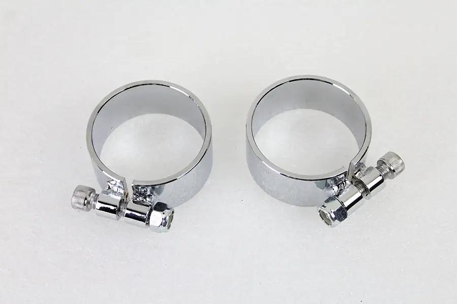 V-Twin Chrome 2-1/8 Inch Wide Muffler Body and End Clamp Set - Set of 2 by V-Twin
