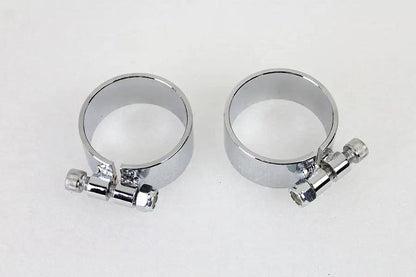 V-Twin Chrome 2-1/8 Inch Wide Muffler Body and End Clamp Set - Set of 2 by V-Twin