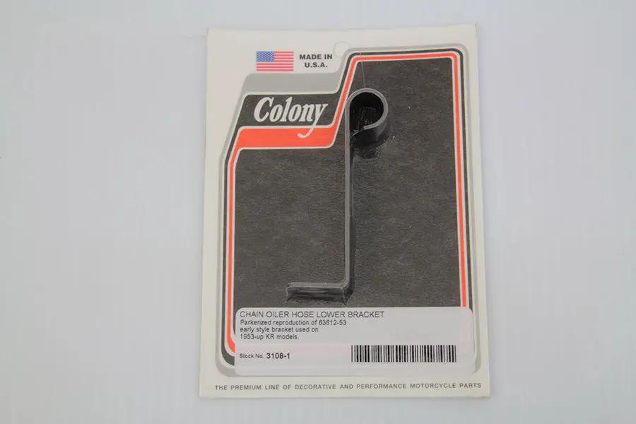 Colony Chain Oiler Hose Lower Bracket for Harley Davidson KR (Early Style, Parkerized Finish) by Colony