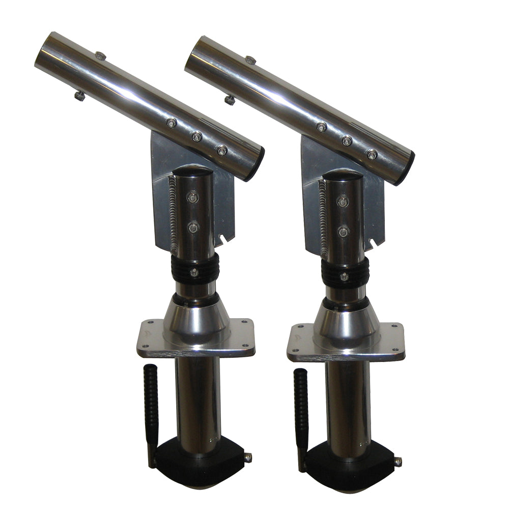 Lee's Tackle Sidewinder Bolt-In Outrigger Mounts, Lay-Down Version - Silver (Pair) for Easy Deployment and Secure Locking
