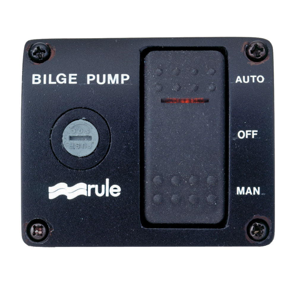 Rule Deluxe 3-Way Lighted Rocker Panel Switch with Built-in Fuse Holder