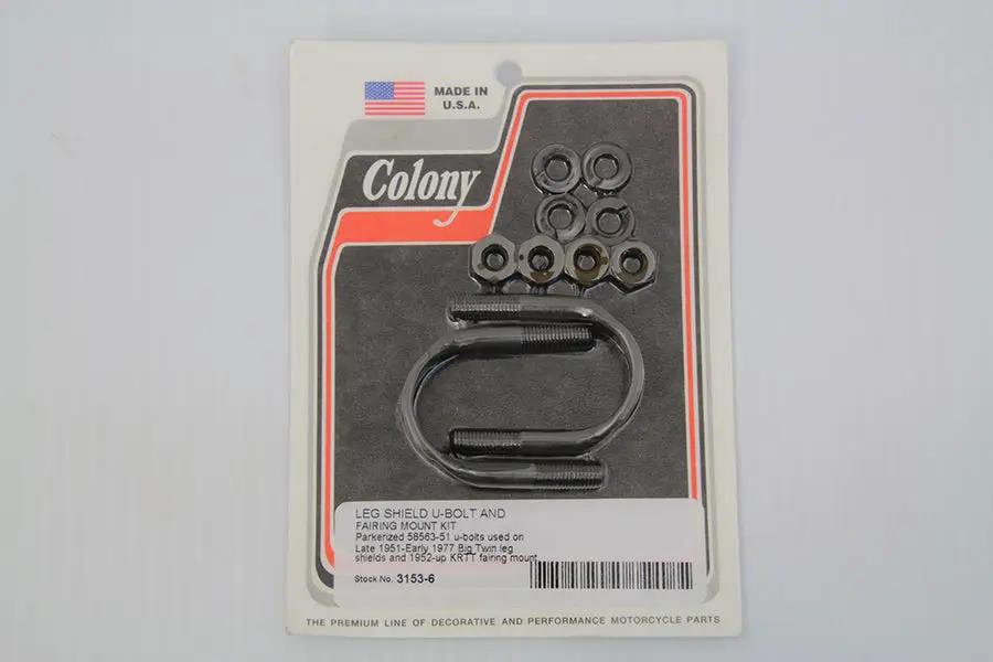 Colony Leg Shield and Fairing U-Bolt Mount Kit Parkerized for Harley Davidson FL 1951-1960 by Colony