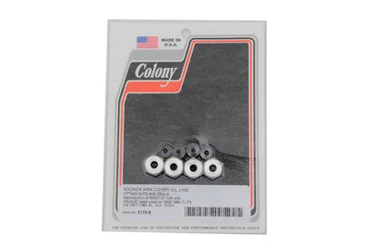 Colony Rocker Arm Cover Oil Line Fitting Nuts and Seals Kit for Harley Davidson FL Models by Colony