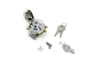 Volt Tech Fat Bob Ignition Switch with 5 Terminals, Chrome, Part Number 21-0202