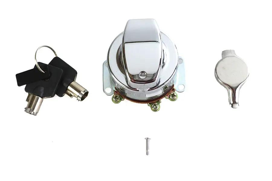 Volt Tech Hinge Ignition Switch 6 Terminal Chrome for Harley Davidson FLH 1973-1982 by Volt Tech
