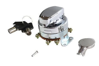 Volt Tech Hinge Ignition Switch 6 Terminal Chrome for Harley Davidson FLH 1973-1982 by Volt Tech