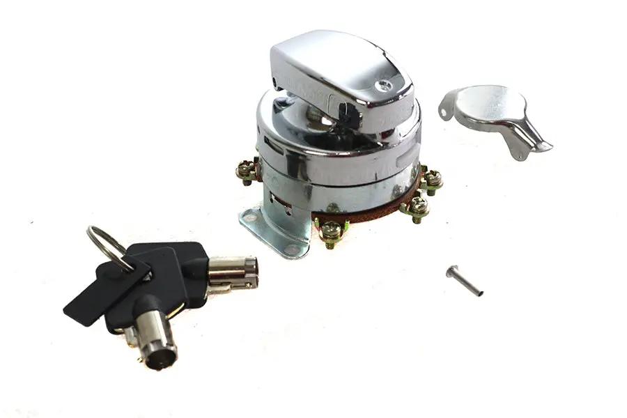 Volt Tech Hinge Ignition Switch 6 Terminal Chrome for Harley Davidson FLH 1973-1982 by Volt Tech